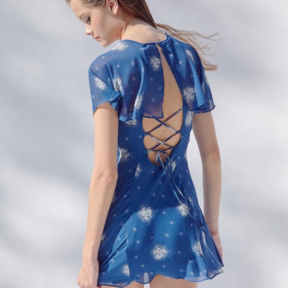 UO Stargazer Lace-Up Back Mini Dress